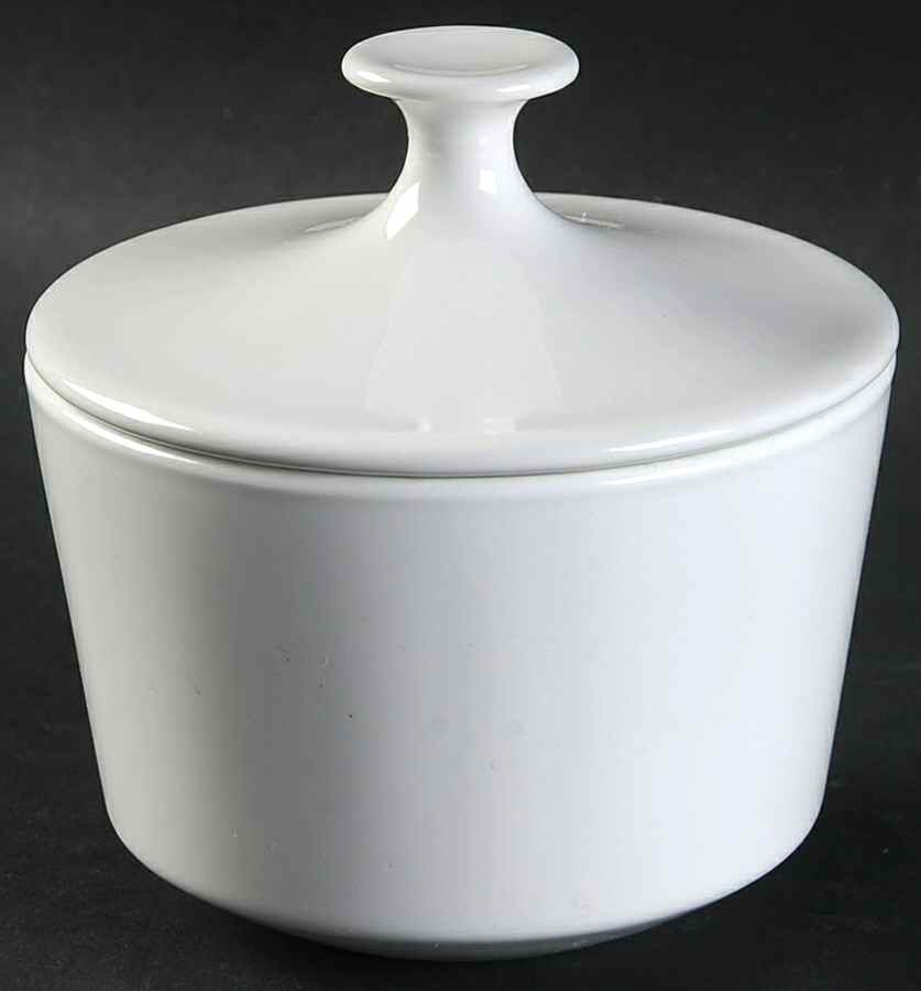White Coupe Sugar Bowl & Lid by Corning Corelle-1