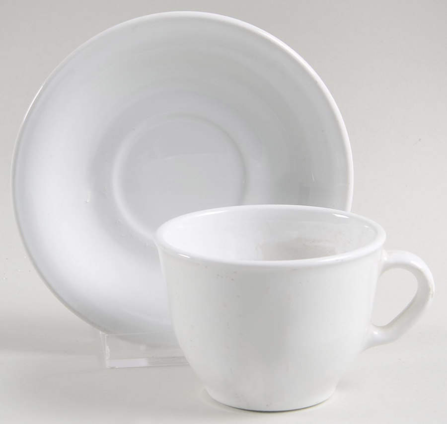 White Coupe Flat Demitasse Cup & Saucer Set by Corning Corelle-1