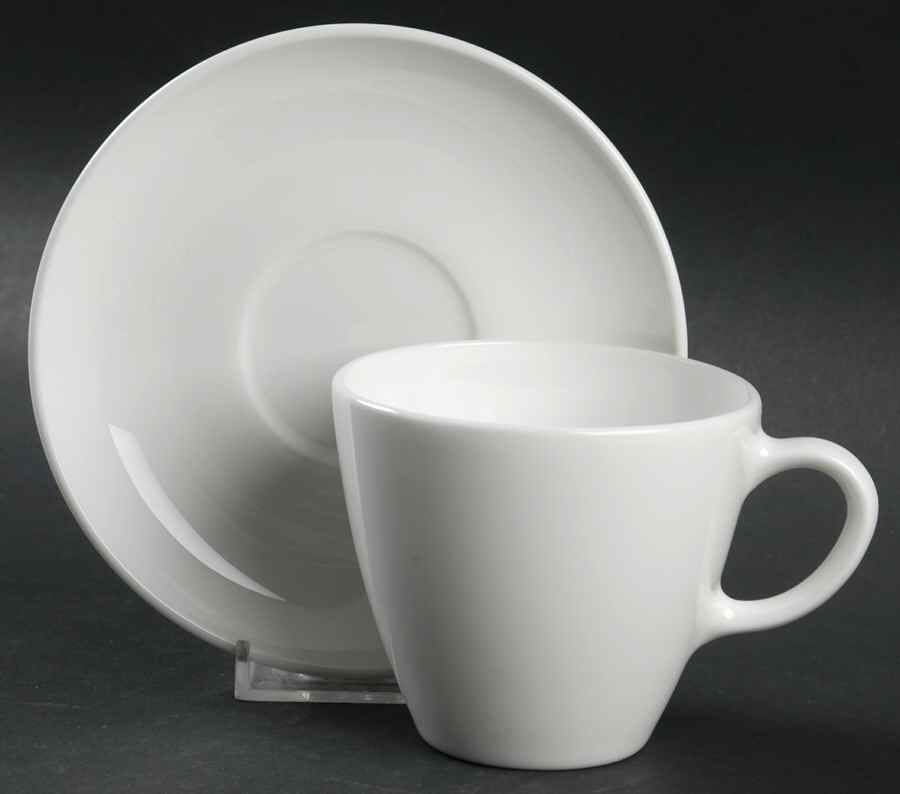 White Coupe Flat Cup & Saucer Set by Corning Corelle-1