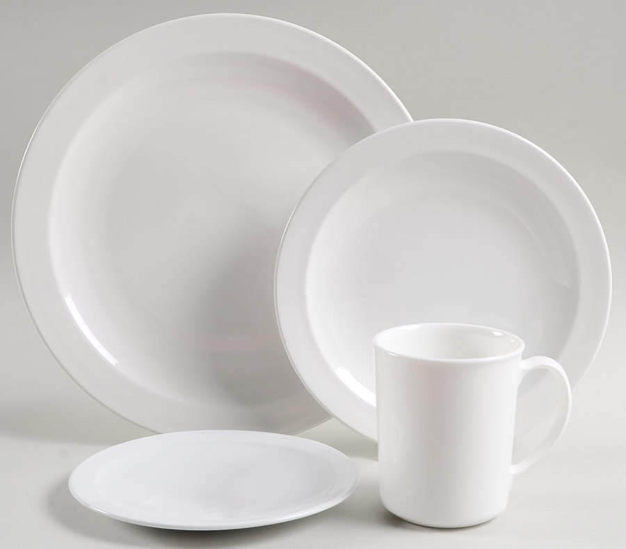 White Narrow Rim (Centura Line) 4 Piece Place Setting by Corning Corelle-1