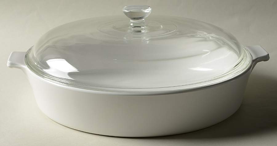 White Narrow Rim (Centura Line) 10" Skillet & Lid by Corning Corelle-1