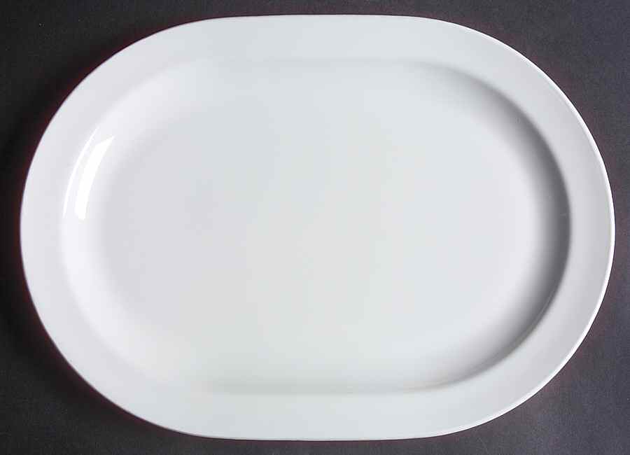 White Narrow Rim (Centura Line) 12" Oval Serving Platter by Corning Corelle-1