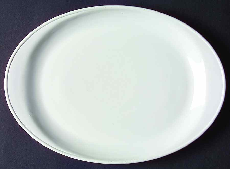 White Narrow Rim (Centura Line) 10" Oval Serving Platter by Corning Corelle-1