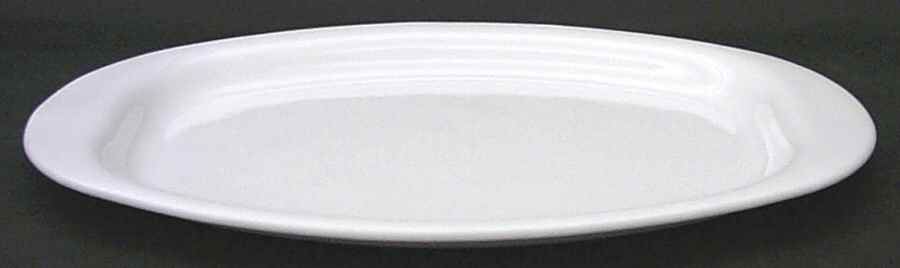 White Narrow Rim (Centura Line) 16" Oval Serving Platter by Corning Corelle-1