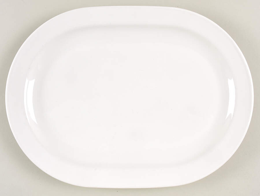 White Narrow Rim (Pyroceram) 12" Oval Serving Platter by Corning Corelle-1
