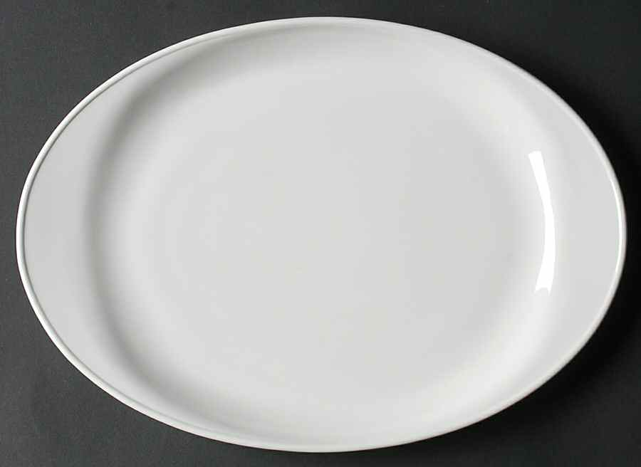 White Narrow Rim (Pyroceram) 12" Oval Serving Platter by Corning Corelle-1