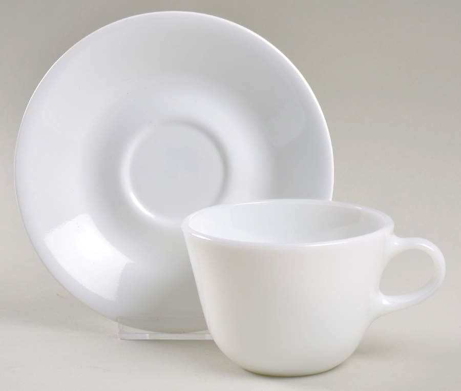 Winter Frost White (Corelle) Flat Cup & Saucer Set by Corning Corelle-1