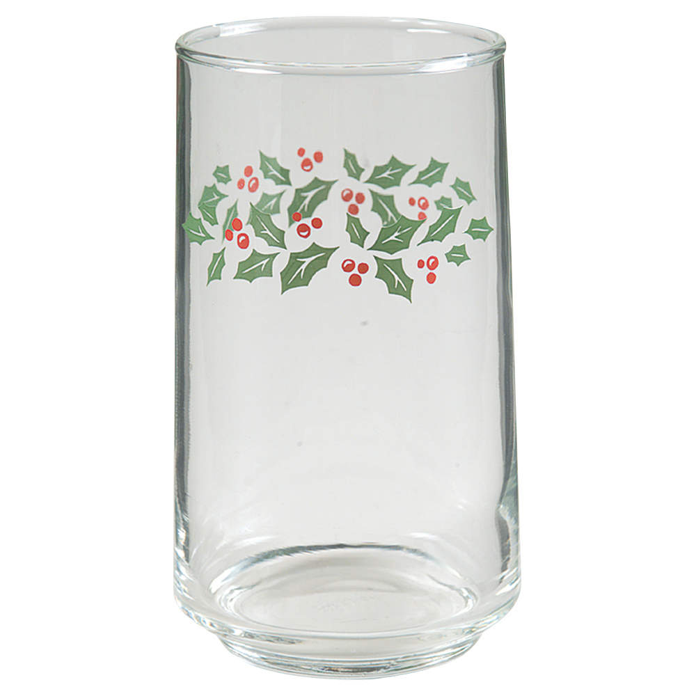 Winter Holly (Green Band, Corelle) 10 Oz Glassware Tumbler by Corning Corelle-1