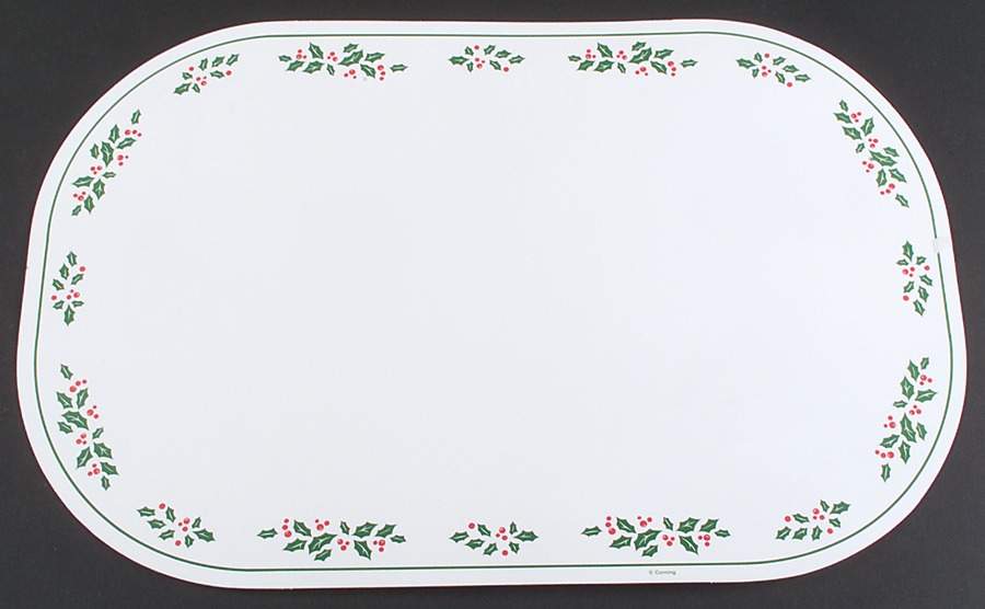 Winter Holly (Green Band, Corelle) Reversible Vinyl Placemat by Corning Corelle-1