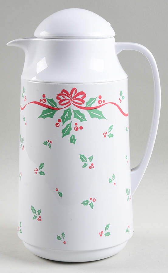 Winter Holly (Green Band, Corelle) Plastic Thermos/Carafe & Lid by Corning Corelle-1