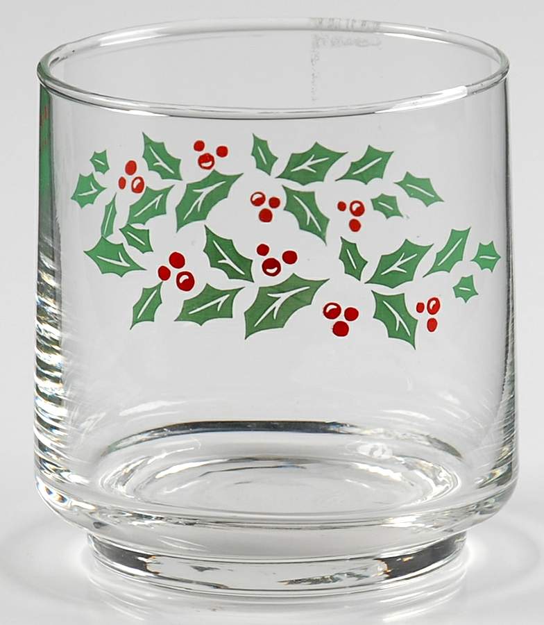 Winter Holly (Green Band, Corelle) 8 Oz Glassware Old Fashioned by Corning Corelle-1