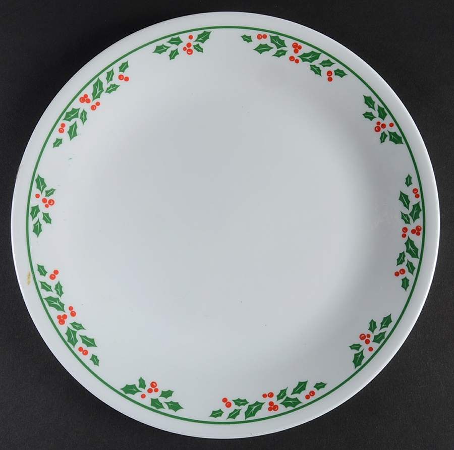 Winter Holly (Green Band, Corelle) Salad Plate by Corning Corelle-1