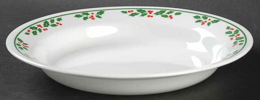 Winter Holly (Green Band, Corelle) Rim Soup Bowl by Corning Corelle-1