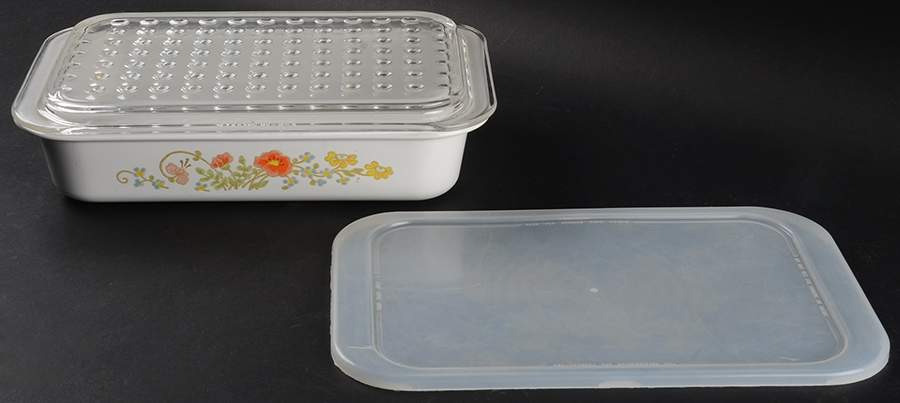 Wildflower (Corelle) 12" Fast Food Dish w/Glass & Plastic Lids by Corning Corelle-1