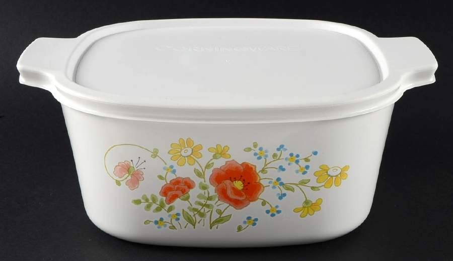 Wildflower (Corelle) 3 Quart Square Casserole with Lid by Corning Corelle-1