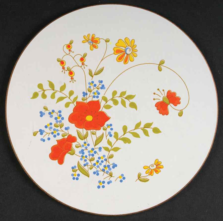 Wildflower (Corelle) Round Wood Trivet by Corning Corelle-1
