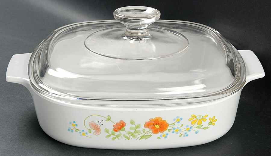 Wildflower (Corelle) 1.5 Quart Square Casserole with Lid by Corning Corelle-1