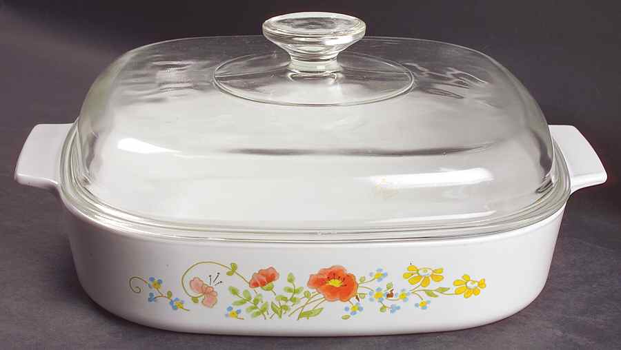 Wildflower (Corelle) 2.5 Quart Square Casserole with Lid by Corning Corelle-1