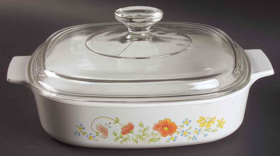 Wildflower (Corelle) 1.25 Quart Square Casserole with Lid by Corning Corelle-1