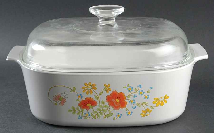 Wildflower (Corelle) 4 Quart Square Casserole with Lid by Corning Corelle-1