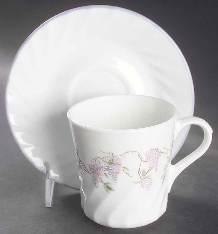 Wisteria (Corelle) Flat Cup & Saucer Set by Corning Corelle-1