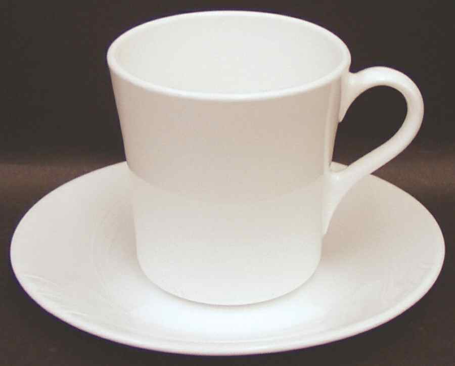 Windward White (Corelle) Flat Cup & Saucer Set by Corning Corelle-1