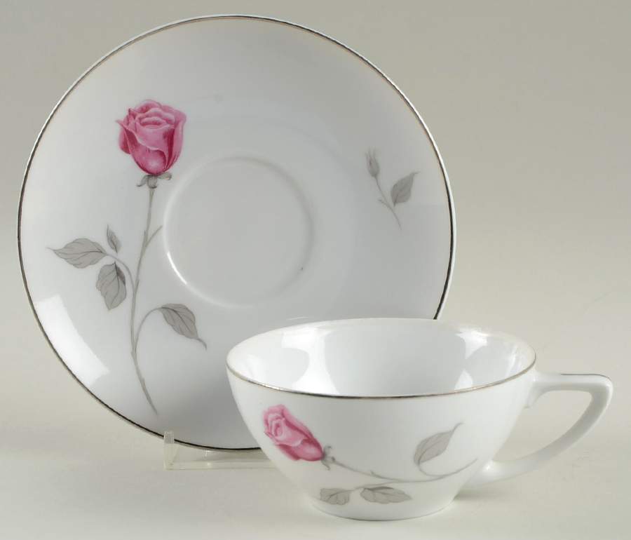 Treasure (Pink Roses) Flat Cup & Saucer Set by Contour-1