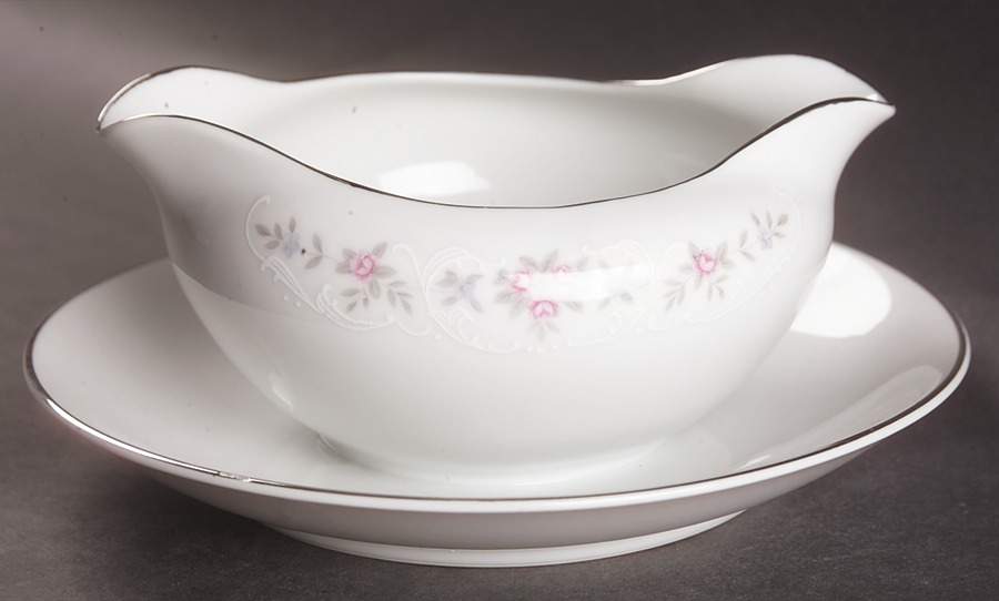 Floral Lace Gravy Boat with Attached Underplate by Coventry-Japan-1