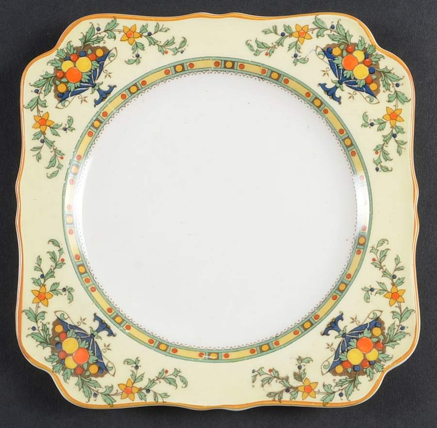 A1476 (Round, Scalloped) Square Bread & Butter Plate by Crown Ducal-1