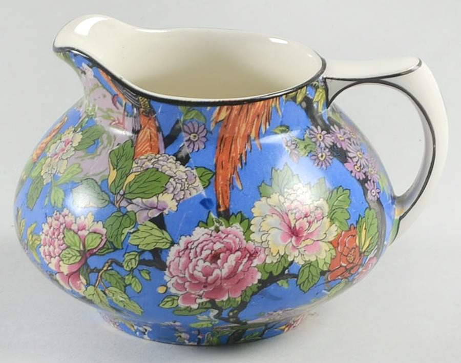 Blue Chintz (Black Trim) Creamer by Crown Ducal-1