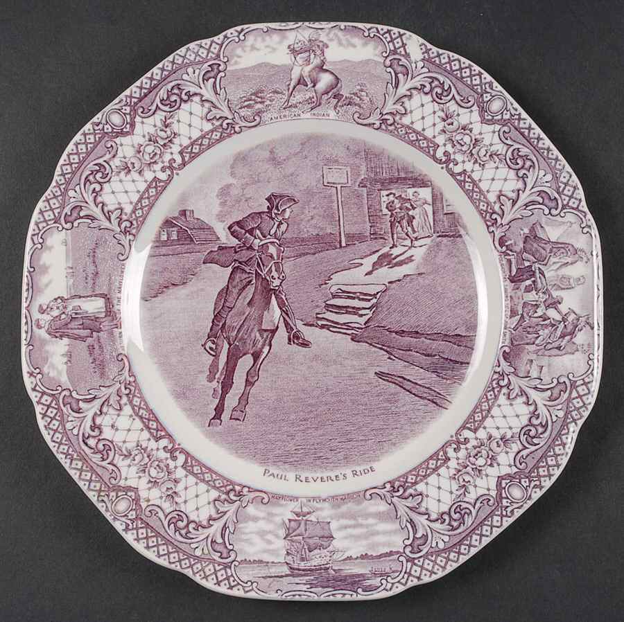 Colonial Times Mulberry (Scalloped) Luncheon Plate by Crown Ducal-1