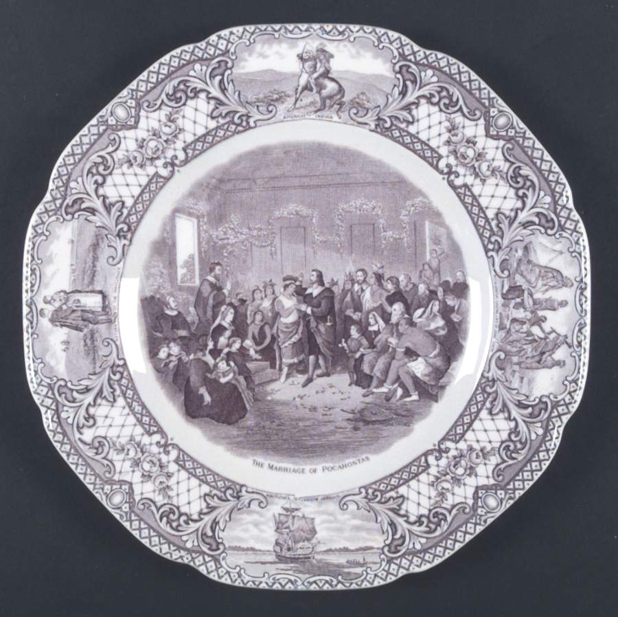 Colonial Times Mulberry (Scalloped) Dinner Plate by Crown Ducal-1