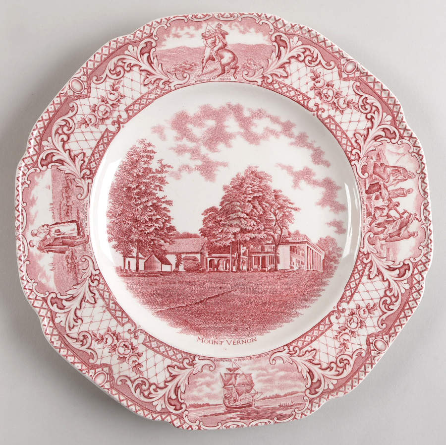 Colonial Times Pink (Scalloped) Dinner Plate by Crown Ducal-1