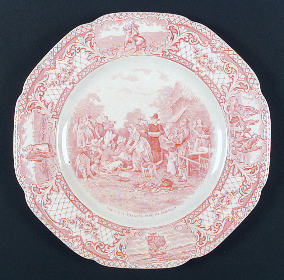 Colonial Times Pink (Scalloped) Dinner Plate by Crown Ducal-1