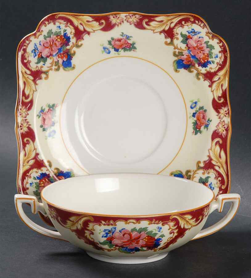 CRD38 Flat Cream Soup Bowl & Saucer Set by Crown Ducal-1