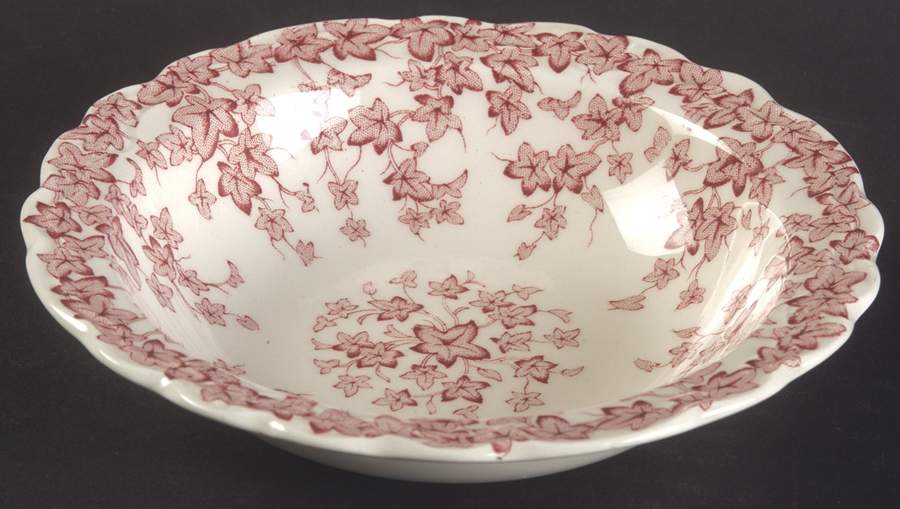 Early English Ivy Pink (Scalloped) Rim Fruit/Dessert (Sauce) Bowl by Crown Ducal-1