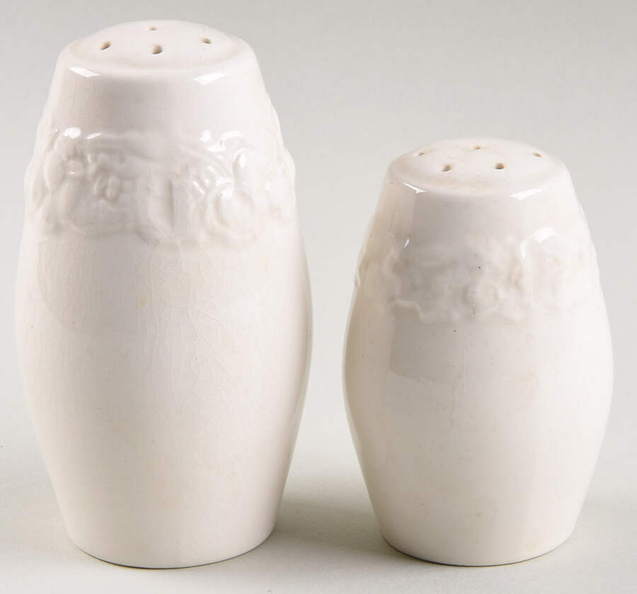 Florentine White Salt & Pepper Set by Crown Ducal-1