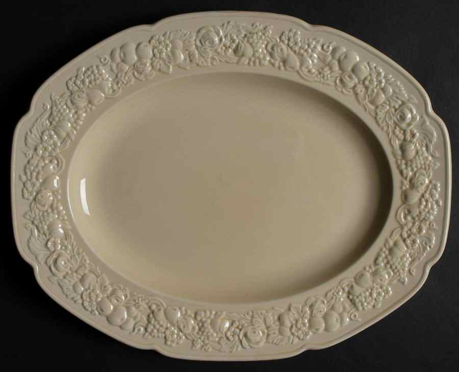 Florentine Dark Cream 12" Oval Serving Platter by Crown Ducal-1