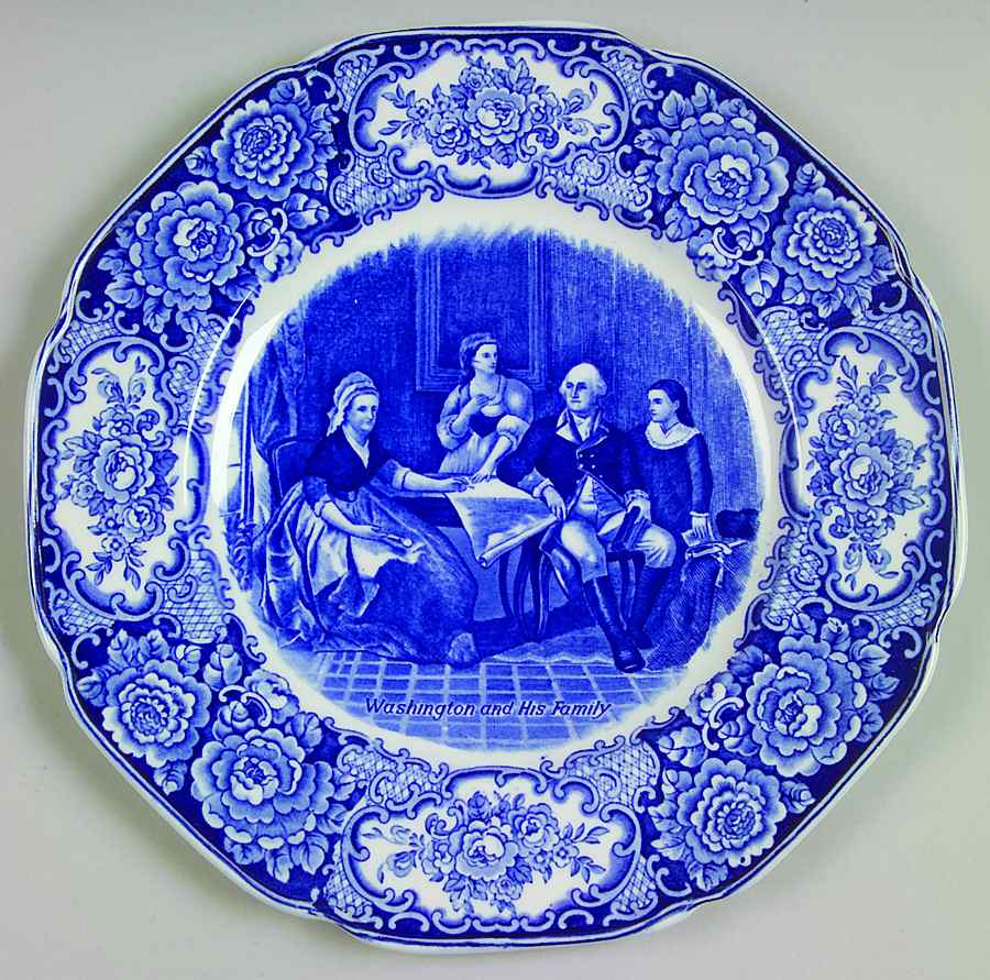 George Washington Memorial Blue Dinner Plate by Crown Ducal-1