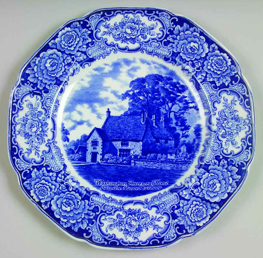 George Washington Memorial Blue Dinner Plate by Crown Ducal-1