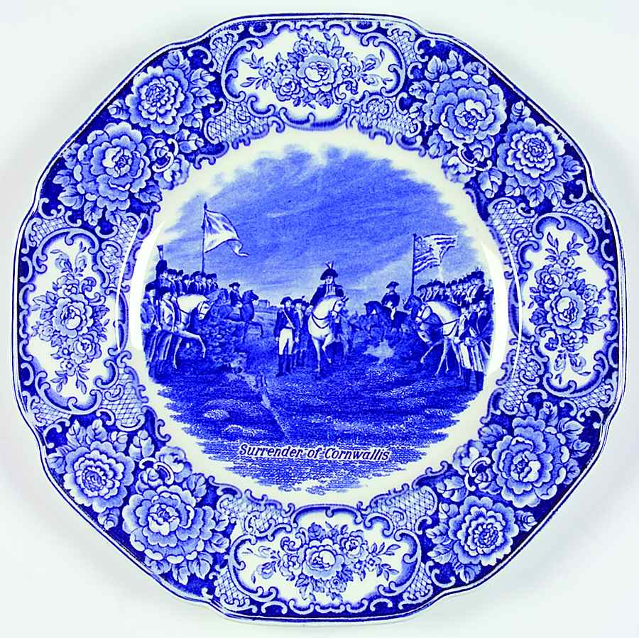 George Washington Memorial Blue Dinner Plate by Crown Ducal-1