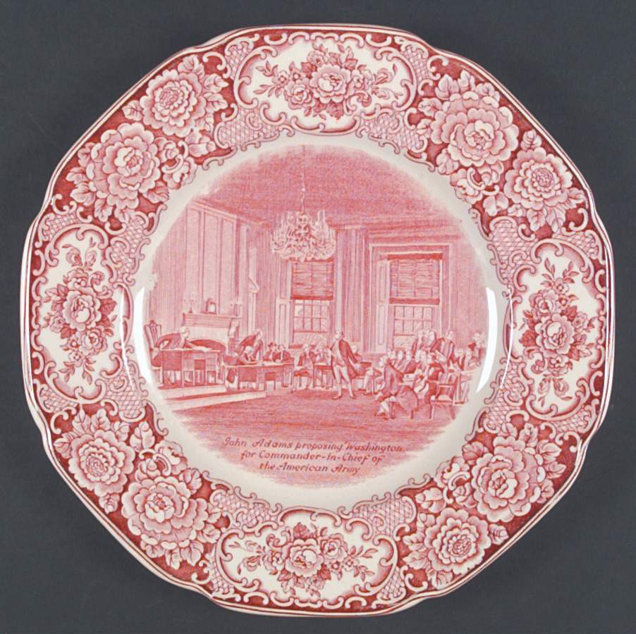 George Washington Memorial Red Dinner Plate by Crown Ducal-1