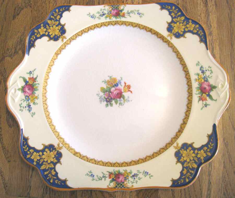 Westminster (Round, Scalloped) Square Handled Cake Plate by Crown Ducal-1