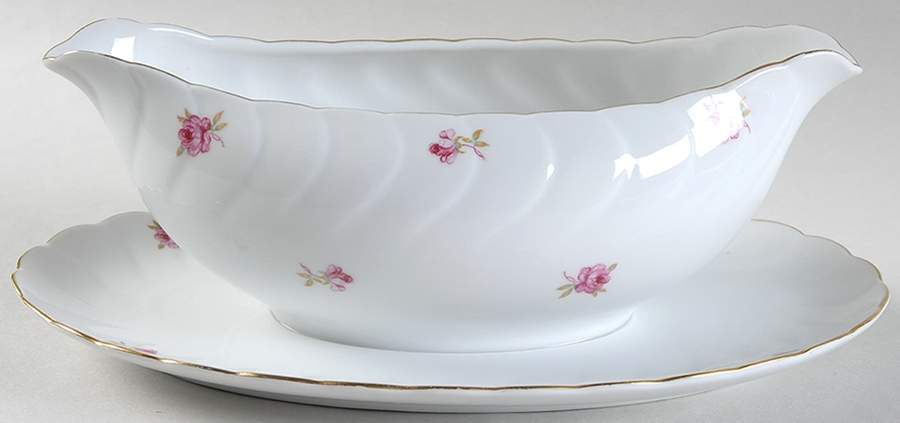 Park Avenue (Scalloped) Gravy Boat with Attached Underplate by Craftsman (Japan)-1