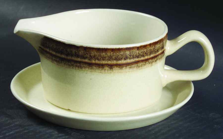 Landscape Gravy Boat & Underplate by Crown Lynn-1