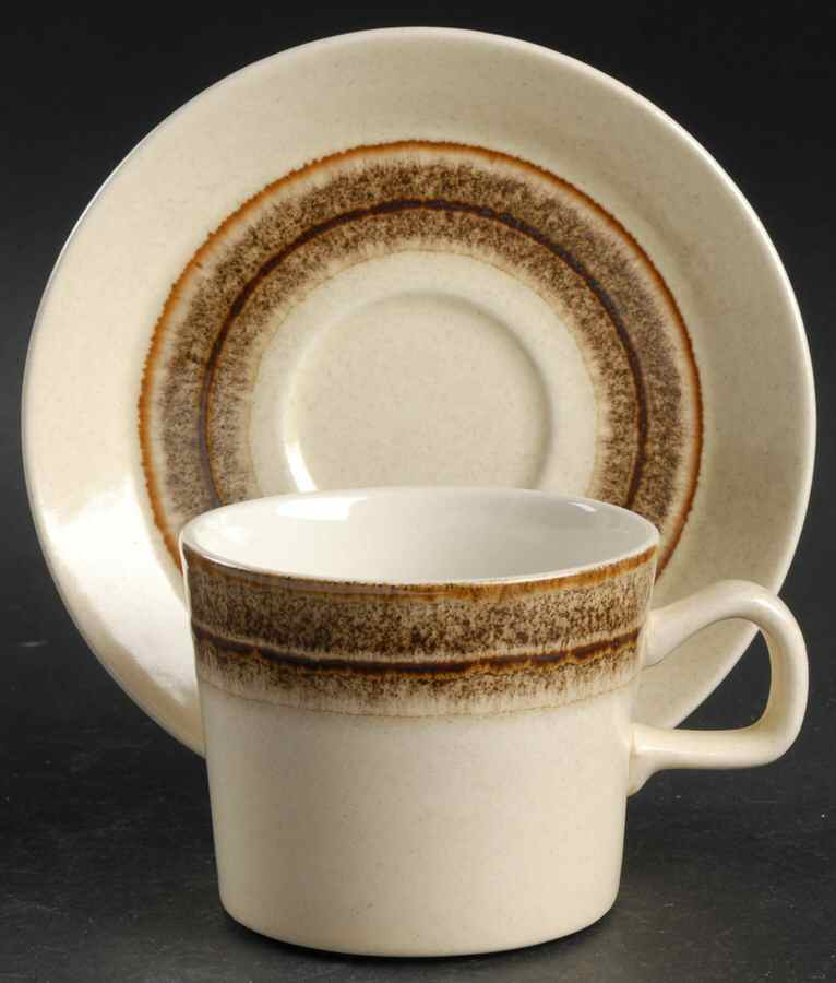 Landscape Flat Cup & Saucer Set by Crown Lynn-1