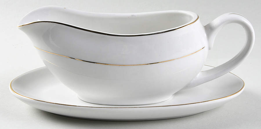 Classic Gold Gravy Boat & Underplate by Crown Ming-1