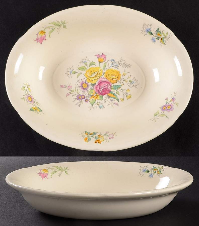 Floral Symphony 9" Oval Vegetable Bowl by Crooksville-1