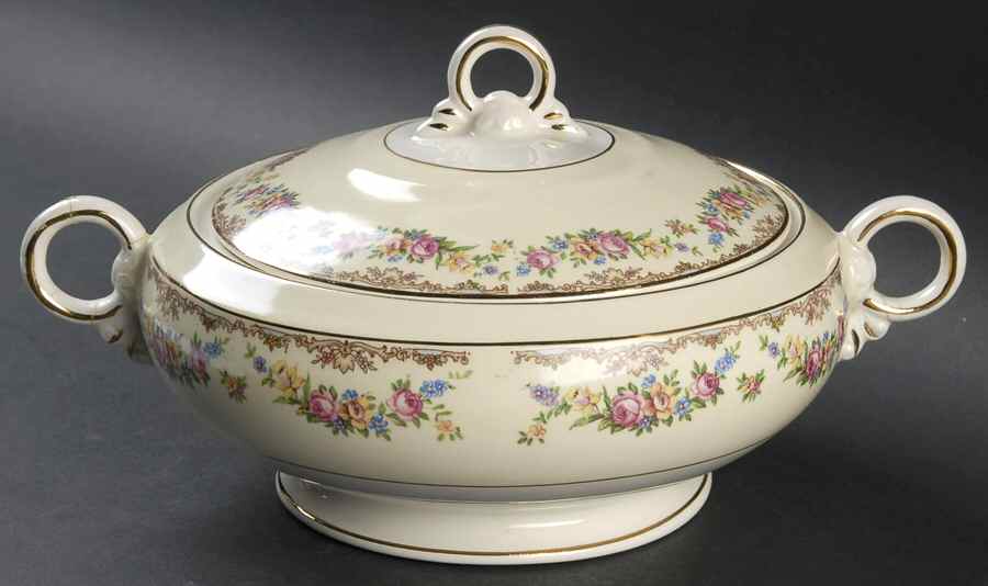 Garland Round Covered Vegetable by Crown Potteries-1