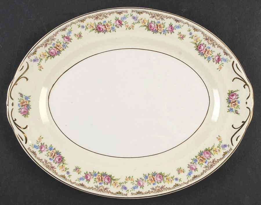 Garland 11" Oval Serving Platter by Crown Potteries-1